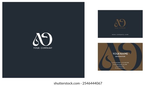 Letras Un icono de logotipo de O Joint con Plantilla de Vector de tarjeta de visita.