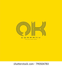 Letters O & K joint logo icon. Stroke letter vector element.
