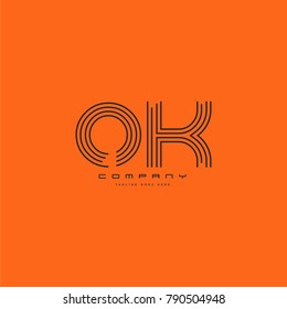 Letters O & K joint logo icon. Stroke letter vector element.
