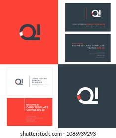 Letters O & I logo, emblem or icon with business card vector template.
