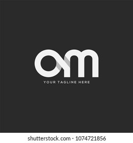 Letters O M, O & M Company logo icon in grey and white colour vector element.