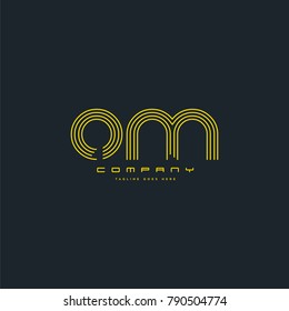 Letters O & M joint logo icon. Stroke letter vector element.
