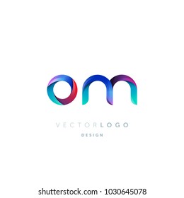 Letters O M logo, multi colour letters icon vector template.