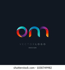 Letters O M logo, multi colour letters icon vector template.