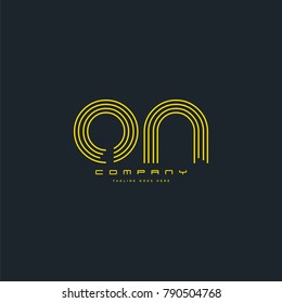 Letters O & N joint logo icon. Stroke letter vector element.

