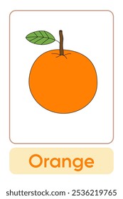 Letters O is for Orange. Fruit Flashcard printable learn letters Alphabet english for kids education and game activity. Kindergarten and preschool worksheets printable for kids.