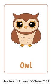 Letters O is for Owl. Animal Flashcard printable learn letters Alphabet abc english for kids education and game activity. Kindergarten and preschool worksheets printable for kids.