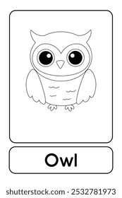 A letra O é para Coruja. Coruja colorindo páginas. Animal Flashcard printable aprender letras Alfabeto abc Inglês para crianças educação e atividade de jogo. Planilhas de jardim de infância e pré-escola imprimíveis para crianças.