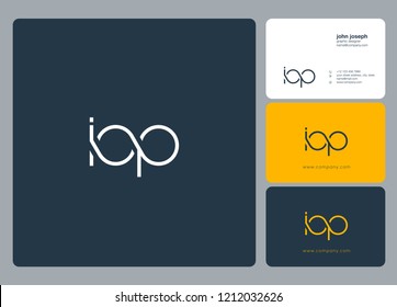 Letters I O P Joint logo icon with business card vector template.
