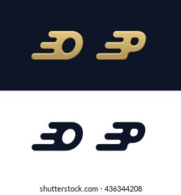 Letters O P logo template. Fast speed round stripes design element vector illustration. Corporate branding identity