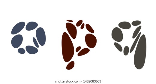 Letters o, p, q. Vector flat illustration.