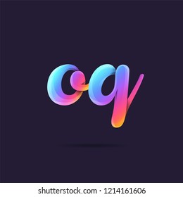 Letters O & Q 3D logo, multi colour gradient letters icon vector template.

