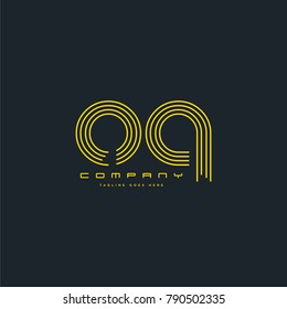 Letters O Q joint logo icon. Stroke letter vector element.
