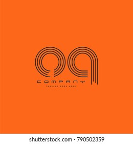 Letters O Q joint logo icon. Stroke letter vector element.
