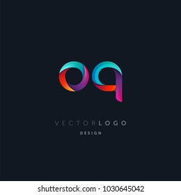 Letters O Q logo, multi colour letters icon vector template.