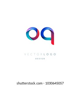 Letters O Q logo, multi colour letters icon vector template.