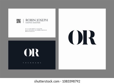 Letters O R, O & R joint logo icon with business card vector template.