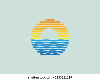 LETTERS O SUNSET IN THE SEA LOGO