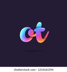 Letters O & T 3D logo, multi colour gradient letters icon vector template.
