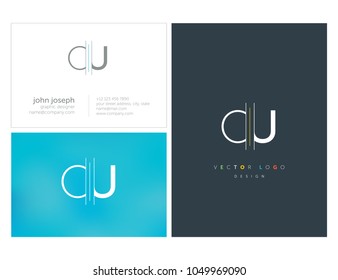 Letters O U, O & U joint logo icon with business card vector template.