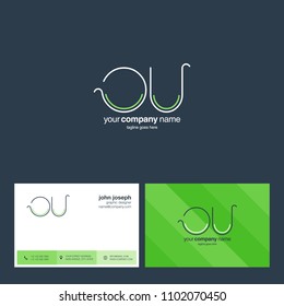 Letters O & U joint logo icon with business card vector template.