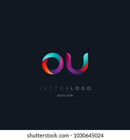Letters O U logo, multi colour letters icon vector template.