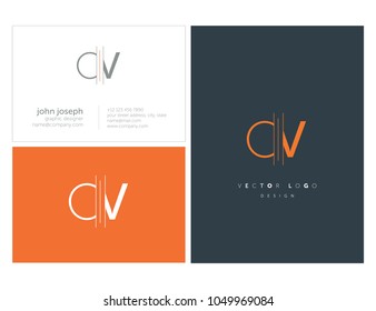 Letters O V, O & V joint logo icon with business card vector template.