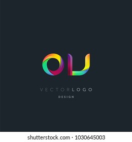 Letters O V logo, multi colour letters icon vector template.