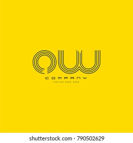 Letters O W joint logo icon. Stroke letter vector element.
