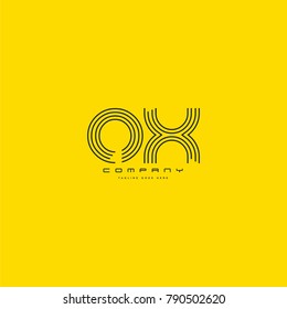 Letters O X joint logo icon. Stroke letter vector element.
