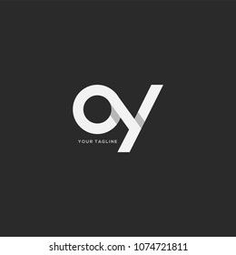 Letters O Y, O & Y Company logo icon in grey and white colour vector element.