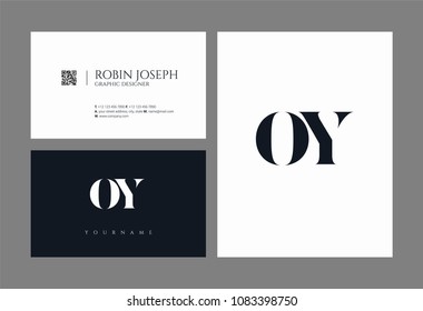 Letters O Y, O & Y joint logo icon with business card vector template.