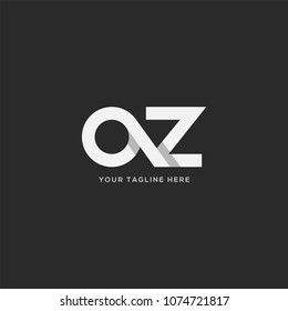 Letters O Z, O & Z Company logo icon in grey and white colour vector element.