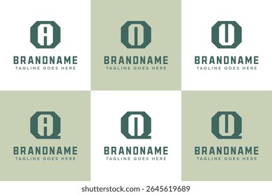 Letras OA QA ON QN OU QU Monogram Logo Set, para AO AQ NO NQ UO UQ iniciais