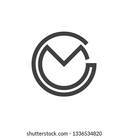 letters om simple circle linked line logo vector
