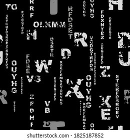 	letters on black background with seamless pattern.