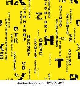 	letters on black background with seamless pattern.