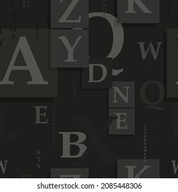 letters on black background with seamless pattern.