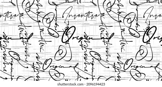 letters on black background with seamless pattern.