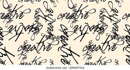 Letters On Black Background With Seamless Pattern.