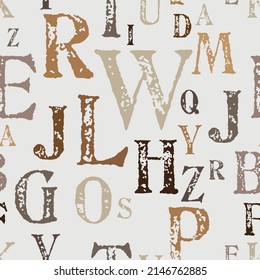 letters on black background with seamless pattern.