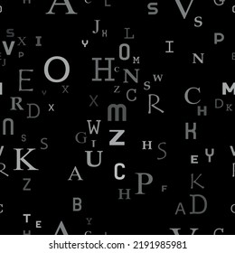 letters on black background with seamless pattern.