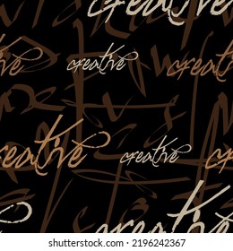 Buchstaben auf schwarzem Hintergrund mit nahtlosem Muster.