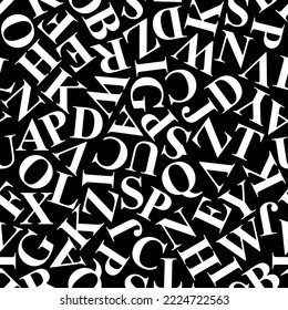 letters on black background with seamless pattern.