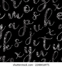 letters on black background with seamless pattern.