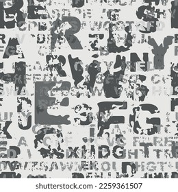 letters on black background with seamless pattern.
