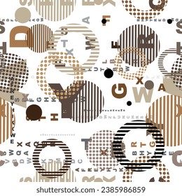 letters on black background with seamless pattern.