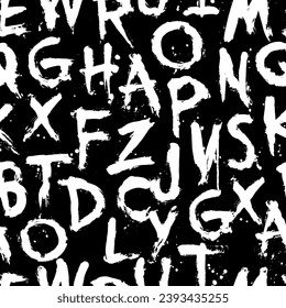 letters on black background with seamless pattern.