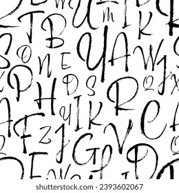 letters on black background with seamless pattern.
