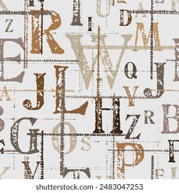 letters on black background with seamless pattern.